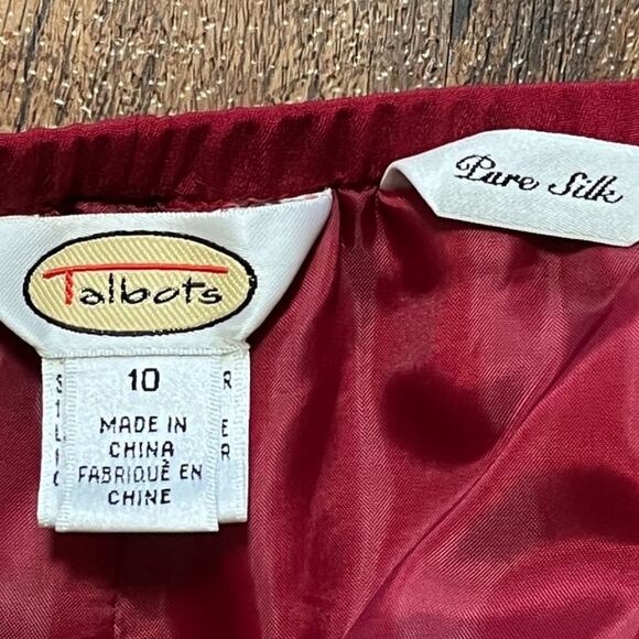 VTG TALBOTS Pure Silk High Rise Straight Leg Lined Pants in Red SZ 8 - Picture 6 of 9
